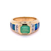 0.76CT Colombian Emerald and Inlaid Opal 14k Yellow Gold Ring