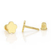 14K Gold Clover Screw Back Stud Earrings 4mm- 6mm