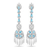 15 Carat Oval Aquamarine & Diamond 18K White Gold Retro Dangle Earrings