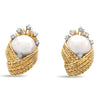 15mm Mabe Pearl & Diamond 14K Gold Retro Era Lever Back Earrings