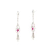 1,40 Karat Pink Saphir- und Diamant-Cage-Ohrringe in 18 Karat Weißgold