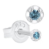 Boucles d'oreilles en diamant bleu véritable de 2,5 mm en argent sterling 925 plaqué or blanc 14 carats avec fermeture à poussoir