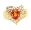2.87 Carat Pear-Cut Orange Sapphire Heart Ring 18K Gold