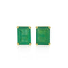5 Carat Emerald Cut Emerald 14K Gold Stud Earrings