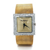 Montre carrée Bueche Girod pour homme en or 18 carats et lunette en diamant
