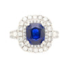 GIA-zertifizierter 3,12 Karat Cushion-Schliff unbehandelter Saphir & Diamant Ring