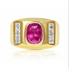 Herren 2,70 Karat Cushion-Schliff Rubin Ring in 14K Gold