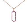 Offene ovale 14K Roségold Diamant- und Saphir-Pendant-Halskette