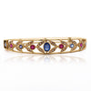 Sapphire, Ruby, & Seed Pearl 14K Gold Openwork Bangle Bracelet