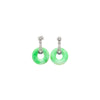 Vintage Art Déco Jadeit-Jade-, Diamant- & Saphir-Tropfenohrringe in 14K