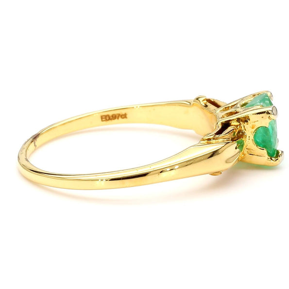 1 Carat Oval Cut Colombian Emerald 14K Gold Engagement Ring