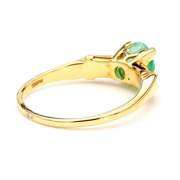 1 Carat Oval Cut Colombian Emerald 14K Gold Engagement Ring