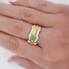 1 Carat Square Cut Emerald and Diamond Platinum & 18K Gold Ribbed Ring