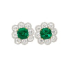 Boucles d'oreilles en diamant avec émeraude colombienne de 10 carats certifiée GRS, taille Coussin, huile mineure