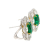 10 Carat Colombian Emerald GRS Certified Cushion Cut Minor Oil Diamond Earrings