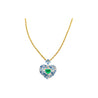 10 Carat Heart-Shape Colombian Emerald, Aquamarine, and Diamond 18K Necklace