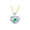 10 Carat Heart-Shape Colombian Emerald, Aquamarine, and Diamond 18K Necklace