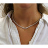 10 Carat Natural Diamond Graduated Tennis Necklace 18K White Gold 16.5 Inches