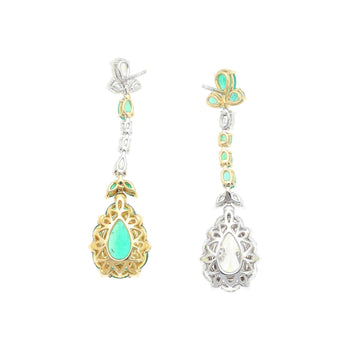 10 Carat Natural Emerald and Diamond Mirrored Drop Earrings in 18K Gold – Assay Jewelers