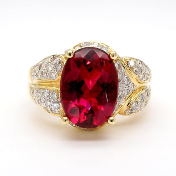 10 Carat Rubellite Tourmaline Diamond 18K Gold Vintage Cocktail Ring – Assay Jewelers
