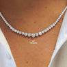 10 Carat Total Diamond 14K White Gold Graduating Riviera Tennis Necklace