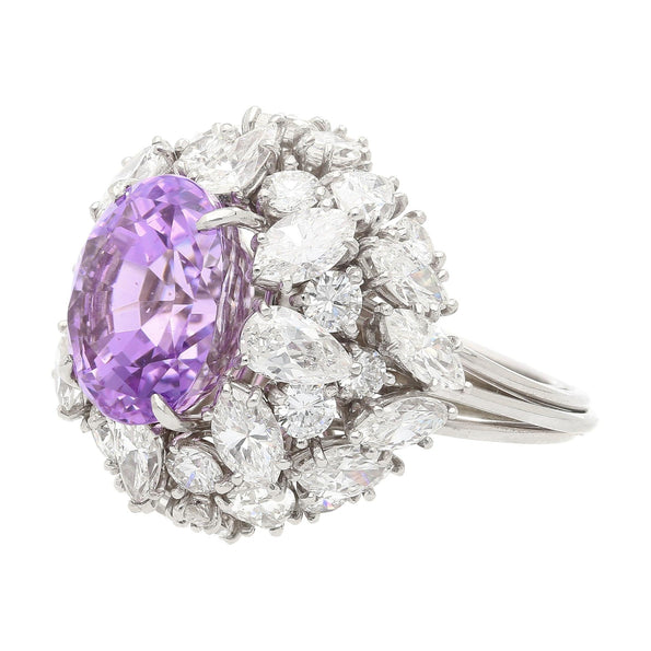10.35 Carat Purple Sapphire No Heat Ceylon and Diamond Cluster Ring