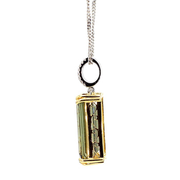 10.52 Carat Forest Green Tourmaline Emerald Cut 18K Gold Pendant Necklace – Assay Jewelers