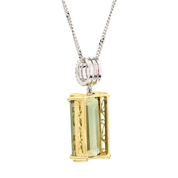 10.52 Carat Forest Green Tourmaline Emerald Cut 18K Gold Pendant Necklace – Assay Jewelers