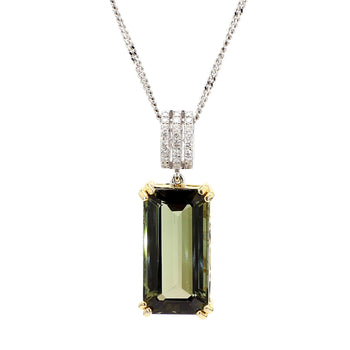 10.52 Carat Forest Green Tourmaline Emerald Cut 18K Gold Pendant Necklace – Assay Jewelers