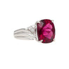 10.96 Carat Rubellite Tourmaline and Diamond Accent Platinum Ring