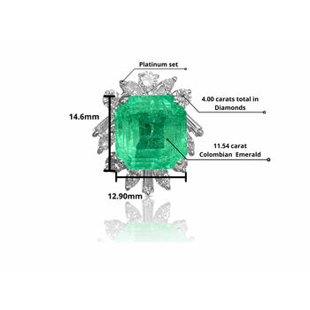 11.54 carat Colombian Emerald and Baguette Diamond Pendant in Platinum – Assay Jewelers