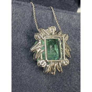 11.54 carat Colombian Emerald and Baguette Diamond Pendant in Platinum – Assay Jewelers