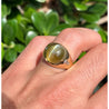 12 Carat Chrysoberyl Cats Eye Mens Ring With Baguette Diamond Sides in 18K Gold