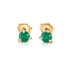 1/2 Carat Round Cut Natural Emerald Stud Earrings in 14K Yellow Gold 3-Prong Martini Setting