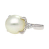 12.5mm South Sea Pearl and Diamond Platinum Three Stone Ring