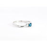 1/3 CTW Natural Blue and White Diamond Curved Mini Three Stone Ring in 14K White Gold