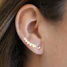 14K Gold Graduating Ear Climber Heart Earrings