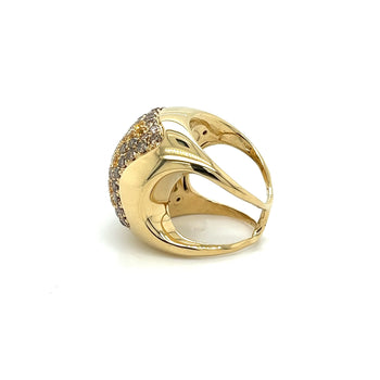 Bague dôme ouverte à grappes en diamants naturels et saphirs multicolores en or 14K – Assay Jewelers