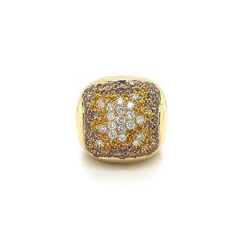 Bague dôme en or 14K multicolore avec diamants naturels et saphirs, monture ajourée en grappe – Assay Jewelers