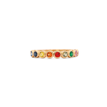 14K Gold Rainbow Multi Color Bezel Set Gemstone Stacking Band Ring – Assay Jewelers