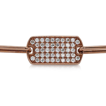 14K Rose Gold ID Tag Round Diamond Pave Cable Link Chain Bracelet – Assay Jewelers