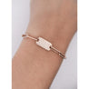 14K Rose Gold ID Tag Round Diamond Pave Cable Link Chain Bracelet