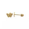 14K Solid Gold Mini Butterfly Stud Earrings on Screw Backs