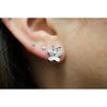 14K Solid White Gold Natural Diamond Cluster Butterfly Stud Earring