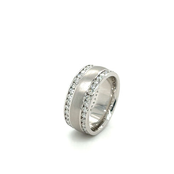 14K or blanc à double rangée de diamants, centre à finition mate brossée – Assay Jewelers