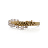 14K White and Yellow Gold Ribbed 1.52 Carat Illusion Set Diamond Bangle