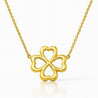 14K Yellow Gold Four Heart Clover Pendant Necklace
