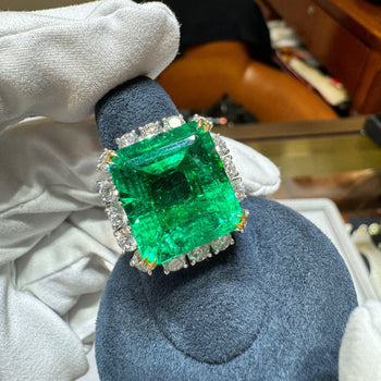 14.36 Carat Colombian Emerald AGL/GRS Certified & Diamond 18K Gold Cocktail Ring – Assay Jewelers