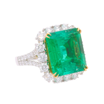 14.36 Carat Colombian Emerald AGL/GRS Certified & Diamond 18K Gold Cocktail Ring – Assay Jewelers