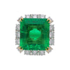 14.36 Carat Colombian Emerald AGL/GRS Certified & Diamond 18K Gold Cocktail Ring